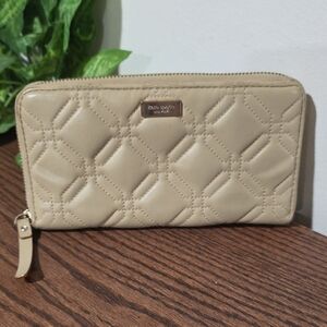 Kate Spade Astor Court Neda Quilted Leather Zip Around Wallet Tan